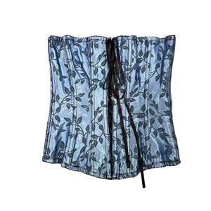 Victoria’s Secret Y2K Gothic Corset Top Size M Blue Floral Satin NWT Sexy